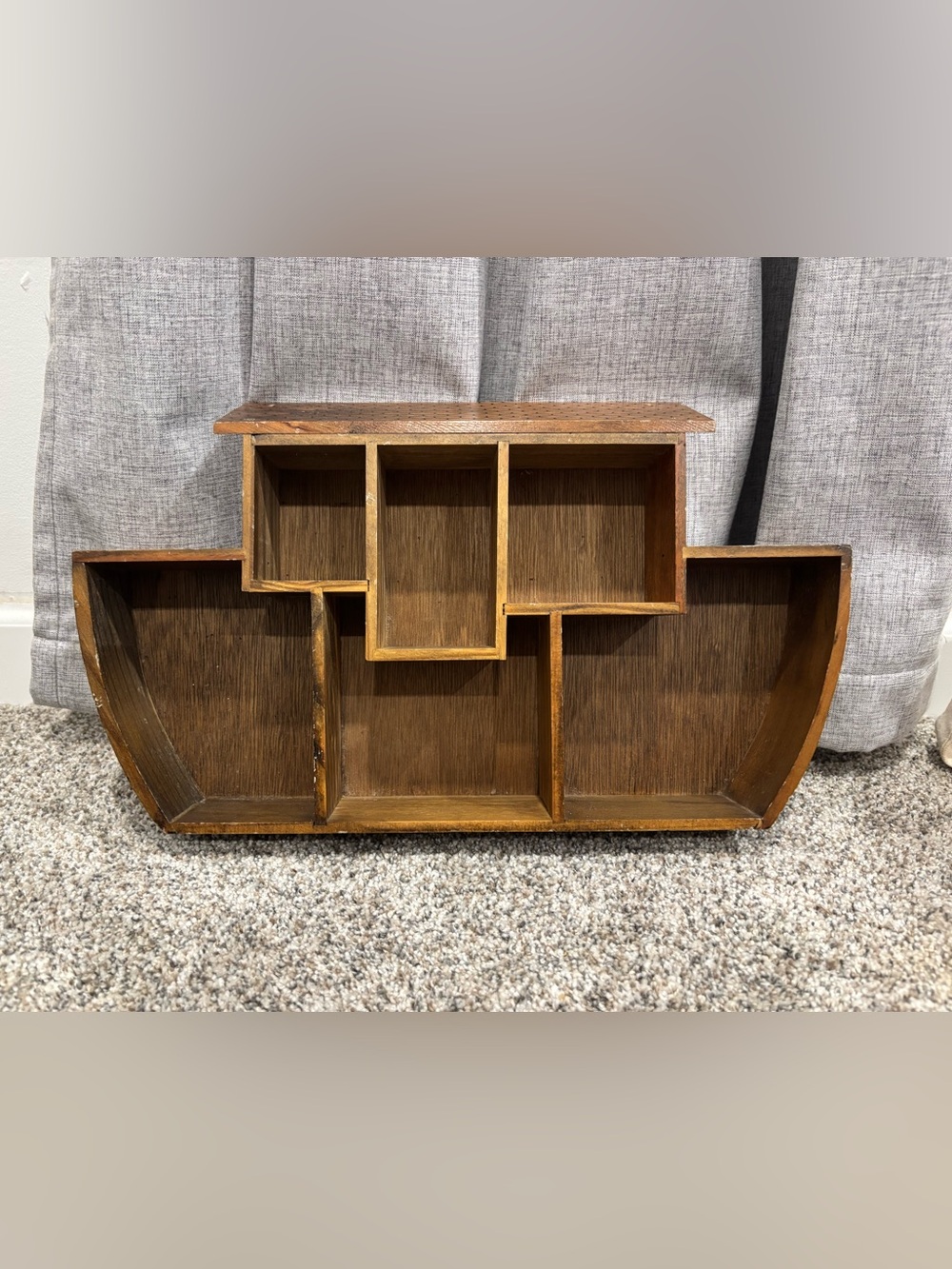 Vintage Wooden Noah’s Ark shaped Trinket or knickknack Display Shelf 1990s